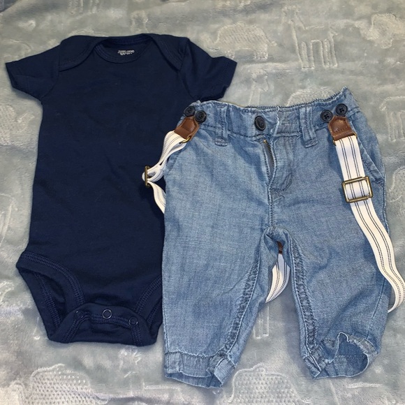 Matching Sets Baby Boy Jean With Suspender And Shirt Set Poshmark